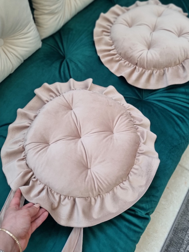پد نشیمن صندلی مخمل چین دار