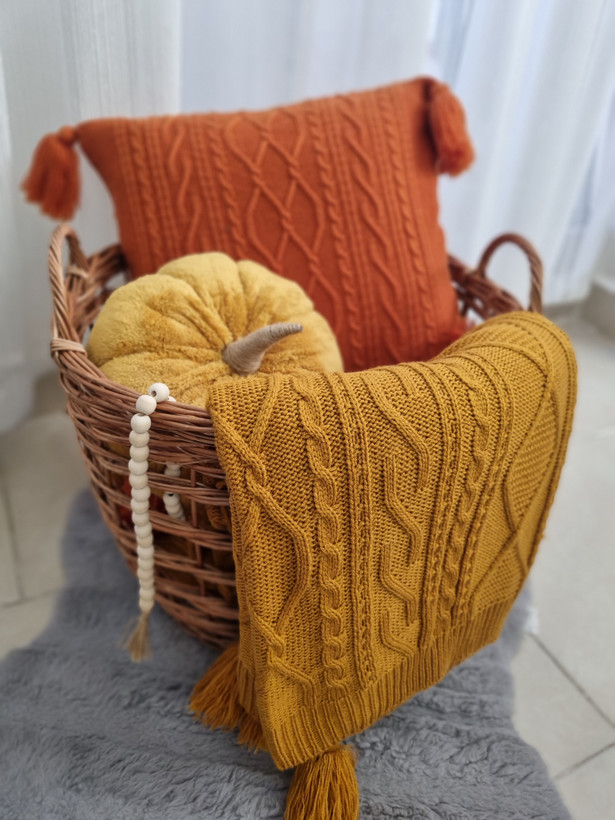 ست سبد کوسن و شالمبل دکوری پاییزی🍂