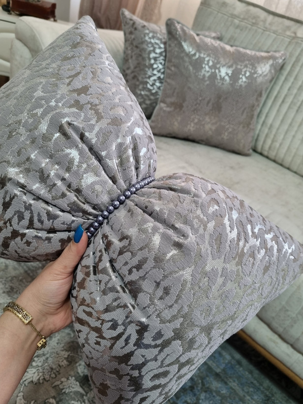 ست سه عدد کوسن ماریتا رنگ طوسی نقره ای
