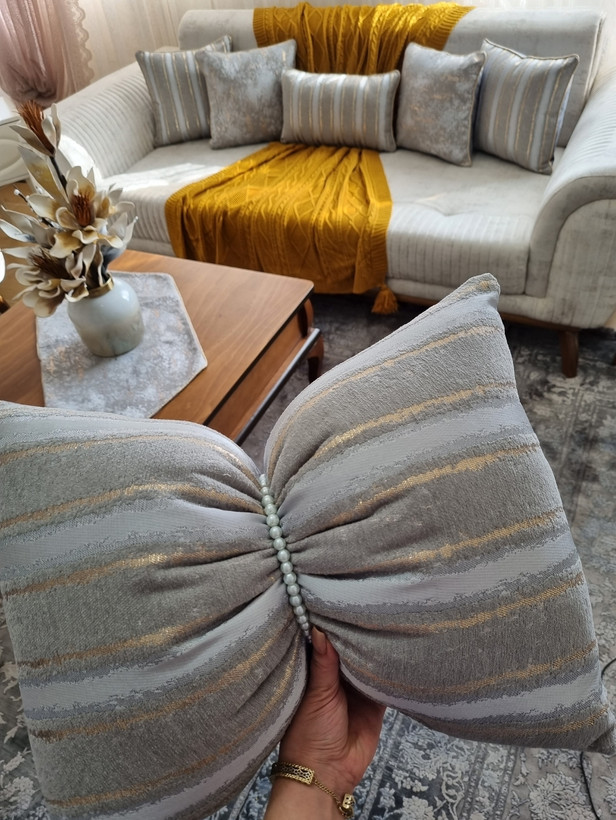 ست ۵ عدد کوسن طرح ایپک طوسی نقره ای